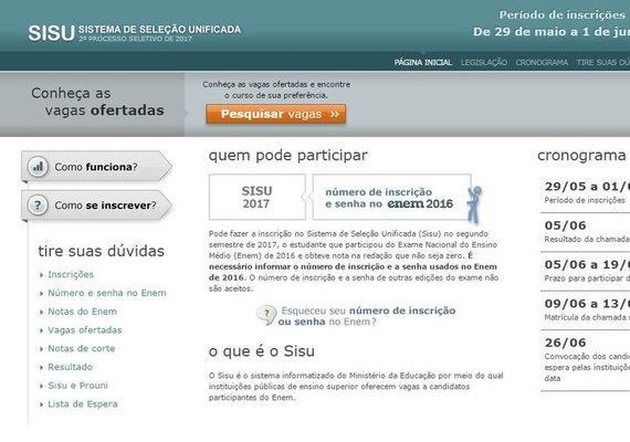 Prazo de inscrição no Sisu do 2º semestre termina nesta quinta