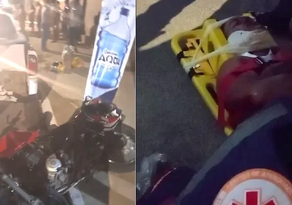 Motociclista perde controle da moto e bate em traseira de veículo estacionado