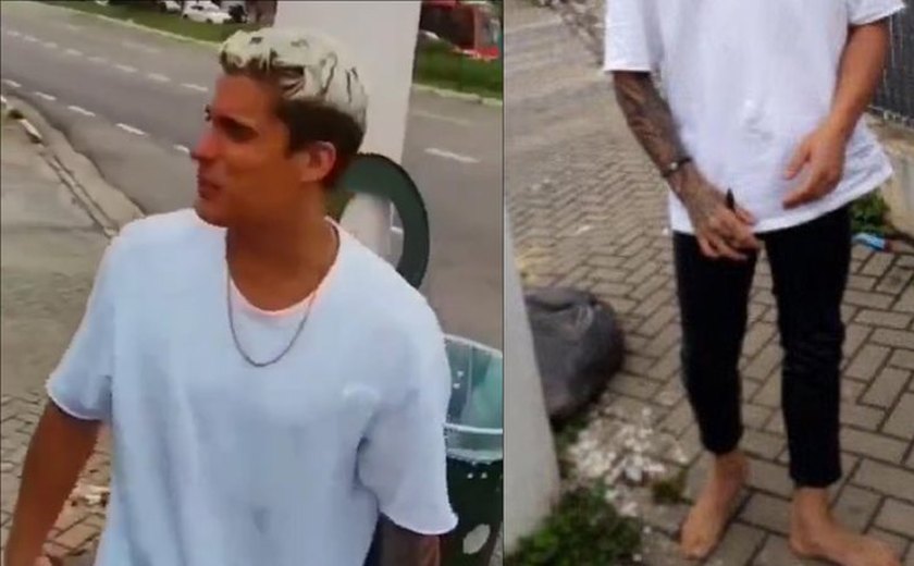 Tiago Ramos é largado descalço na rua após expulsão de 'A Fazenda 14'; veja flagra!