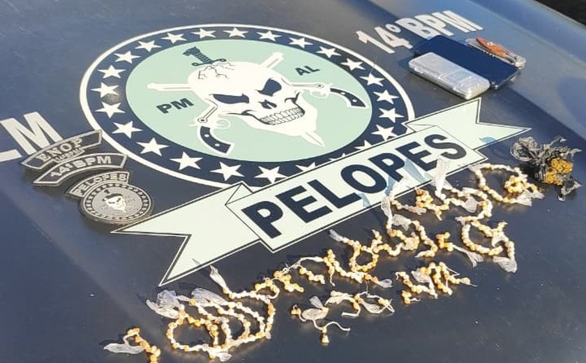 Suspeito de tráfico é preso pela PM com mais de 330 pedras de crack em Messias