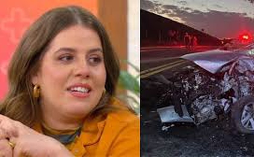 Apresentadora Tati Machado sofre acidente, carro fica destruído