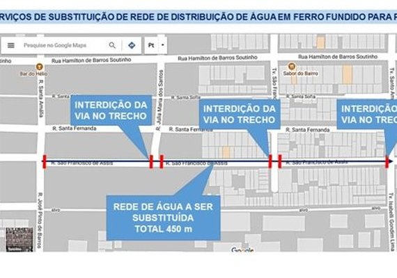 Obra da Casal interdita trânsito na Jatiúca a partir desta quinta-feira