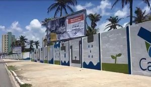 Pintura em muro do Emissário Submarino resgata o 'ciclo da água'