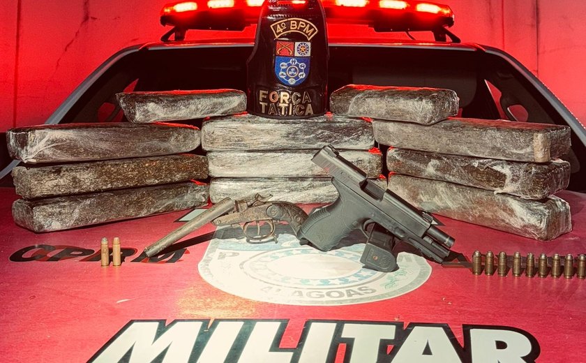 PM apreende duas armas de fogo e quase 11 kg de drogas em Maceió