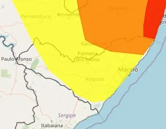 Inmet atualiza alerta de chuvas intensas para 33 cidades de Alagoas até quarta-feira (5)