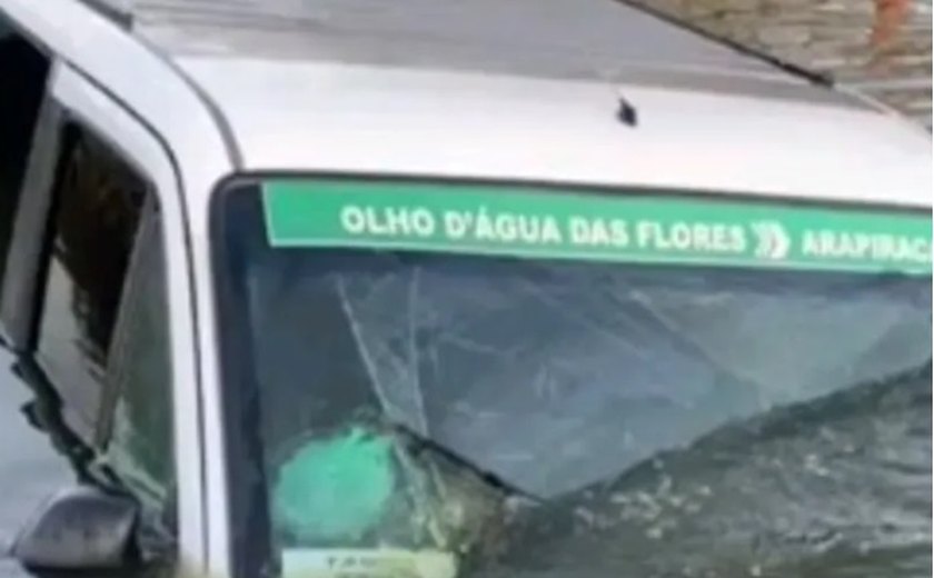 Van vai parar em açude após colisão com carro