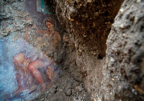Descoberto em Pompeia afresco com cena da mitologia greco-romana
