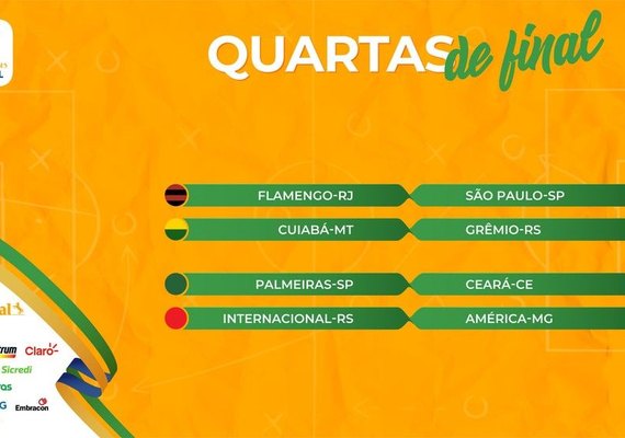 Copa do Brasil terá Fla x SP, Palmeiras x Ceará, Cuiabá x Grêmio e Inter x América-MG