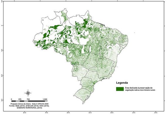 Área rural dedicada à vegetação nativa atinge 218 milhões de hectares