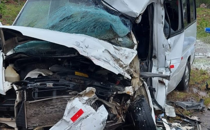 Motorista morre em colisão frontal de van com caminhão em Delmiro Gouveia