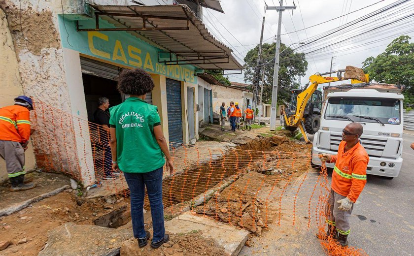 Ligação clandestina foi causa de afundamento na Vila Saem, diz prefeitura