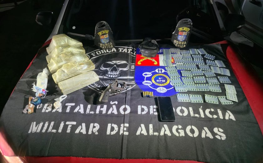 Polícia apreende arma de fogo, drogas e prende suspeito em Penedo