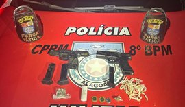 Polícia Militar apreende três armas de fogo, droga e dinheiro em ocorrências no interior do estado; quatro foram presos