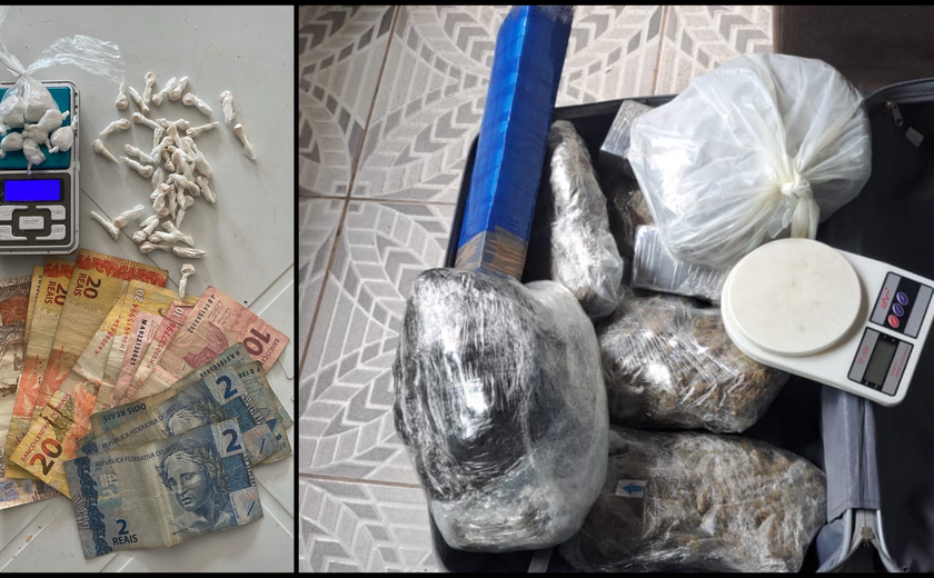 PM apreende quase dez quilos de drogas durante ações em Marechal e Barra de São Miguel