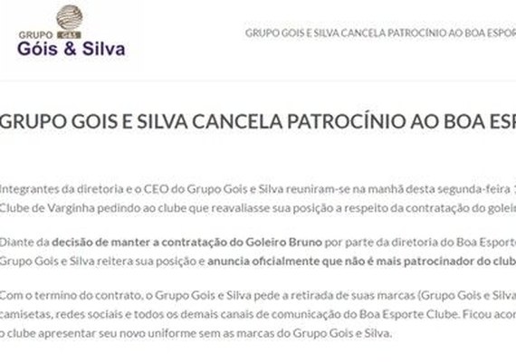 Patrocinador master do Boa Esporte é 3º a retirar investimento no clube