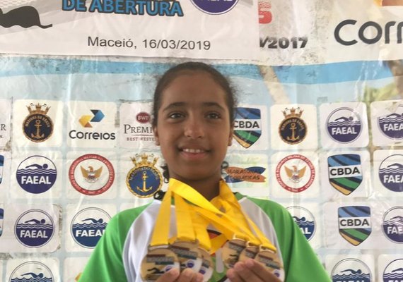 Atleta de 9 anos conquista mais uma medalha em campeonato de natação