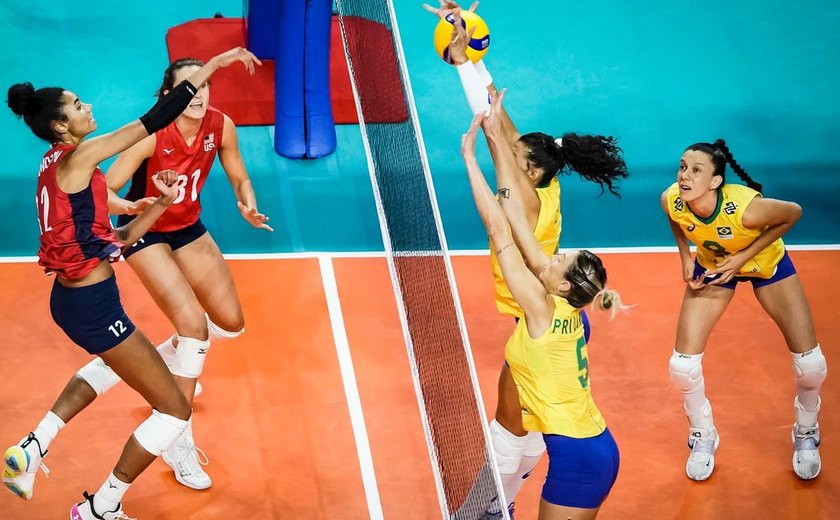 Brasil perde para os Estados Unidos por 3 a 0 no vôlei feminino