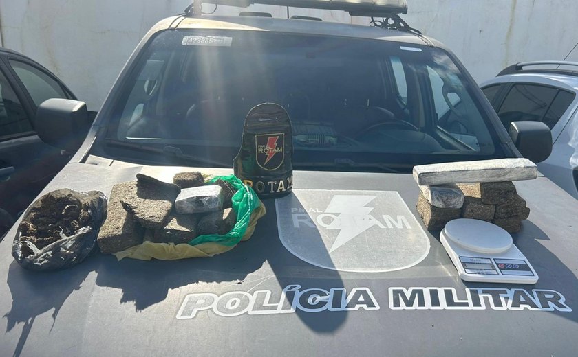 PM apreende arma de fogo e 4,2 quilos de maconha e prende condutor por embriaguez ao volante