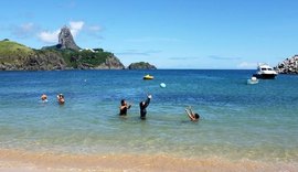 No primeiro domingo de praias liberadas, moradores de Fernando de Noronha vão para o mar