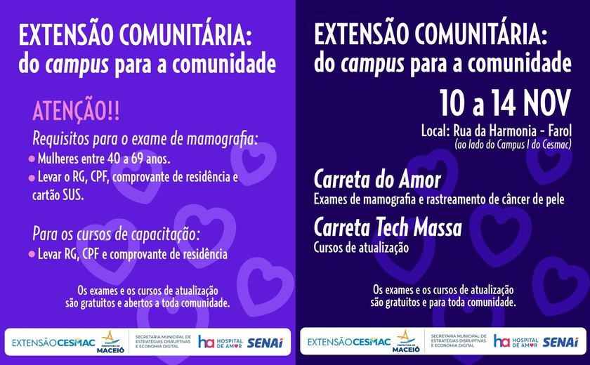 Cesmac e Prefeitura de Maceió levam ação de cidadania, saúde e capacitação à comunidade