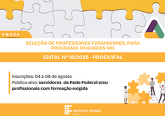 Ifal seleciona profissionais para atuarem em cursos promovidos pelo Mulheres Mil