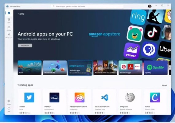 Primeira versão do Windows 11 não vai rodar aplicativos do Android