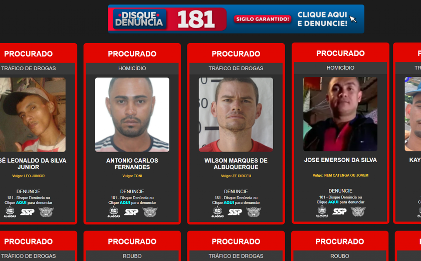 Plataforma com lista de criminosos mais procurados de Alagoas é lançada