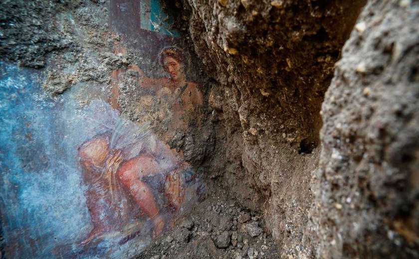 Descoberto em Pompeia afresco com cena da mitologia greco-romana