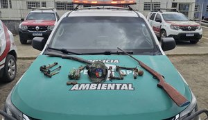 PM-AL apreende armas de fogo, resgata animais silvestres e registra crime de incêndio em fiscalizações no fim de semana