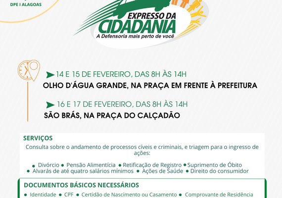 Expresso Cidadania atende moradores do município de Olho D'Água Grande e São Brás