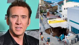 Cratera destrói entrada da mansão do ator Nicolas Cage em Malibu
