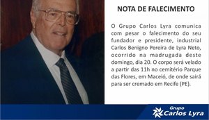 Morre aos 92 anos, o industrial Carlos Lyra