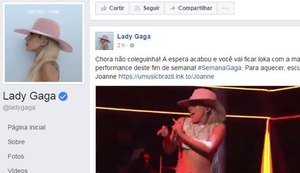 Lady Gaga publica mensagem em português, cita Simone e Simaria e fãs vão à loucura