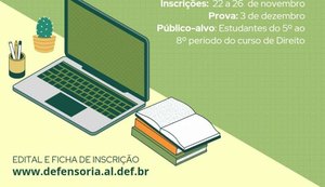 Arapiraca: Defensoria Pública abre inscrição para estágio em Direito
