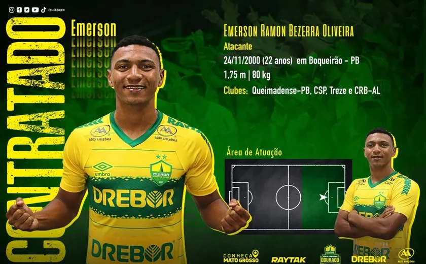 Cuiabá anuncia contratação do atacante Emerson Negueba, ex-CRB