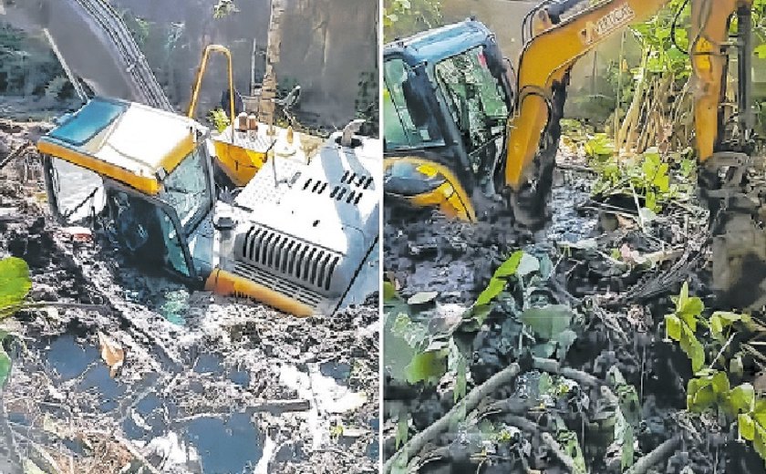 Máquinas afundam em obra da Braskem no Flexal