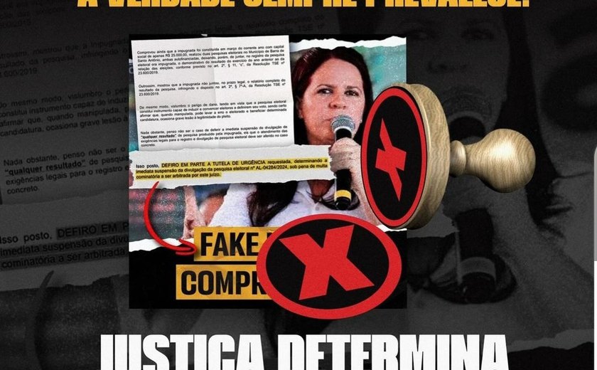 Justiça Eleitoral determina que candidata da oposição na Barra de Santo Antônio remova postagem