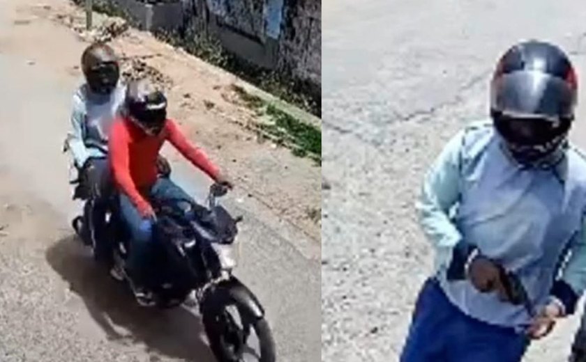 Polícia divulga imagens de dupla suspeita de atentado a tiros em barbearia de Maceió
