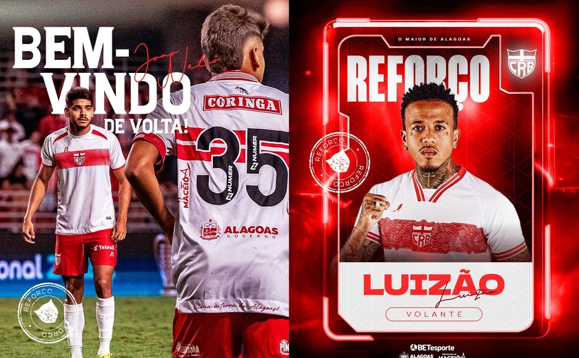 CRB anuncia João Neto, Luizão e Guilherme Pato como reforços para a temporada 2026