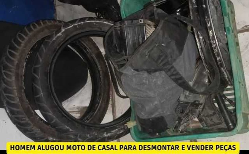 Homem aluga moto de casal e tenta desmontar para vender peças