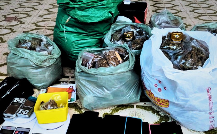 Polícia Civil prende em Arapiraca três traficantes e apreende mais de 14 quilos de maconha