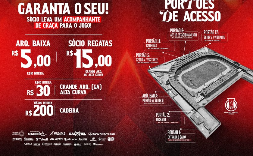 CRB inicia nesta quinta (22) vendas de ingressos para jogo contra o Londrina