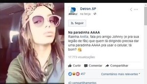 Anitta é repreendida pelo Detran após gravar vídeo em carro