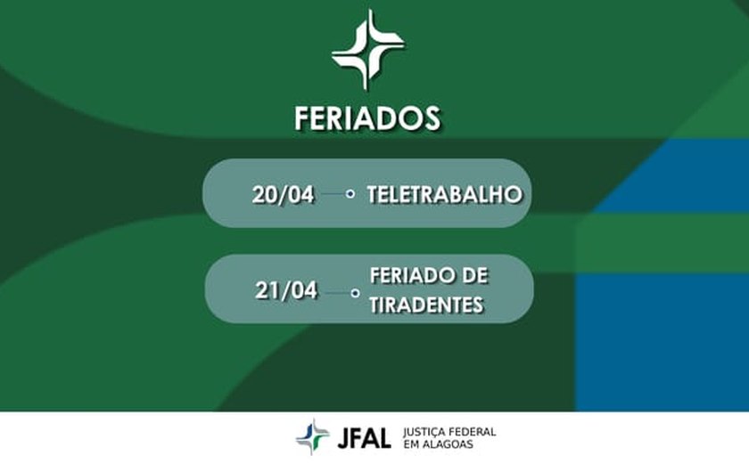 Feriado altera funcionamento da Justiça Federal em Alagoas