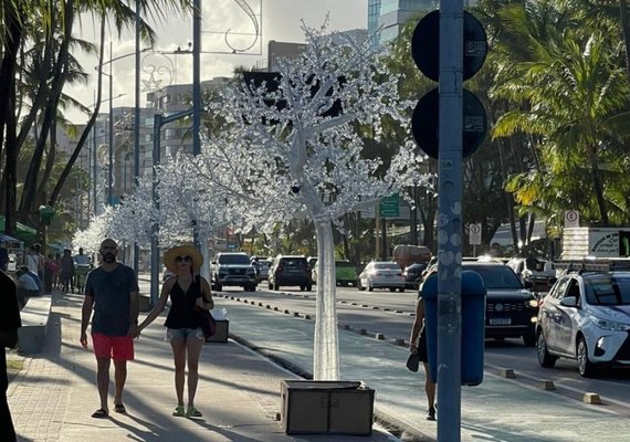 Orla marítima de Maceió começa a receber árvores natalinas