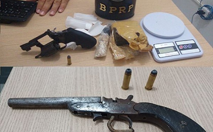 Em ocorrências distintas, BPRp apreende duas armas de fogo e drogas em Maceió