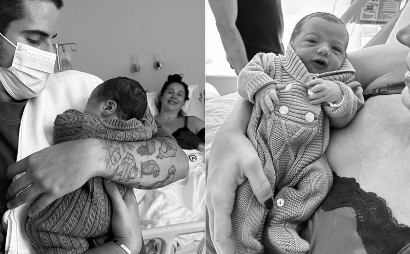 Filho recém-nascido da atriz Claudia Raia surge em fotos inéditas na maternidade