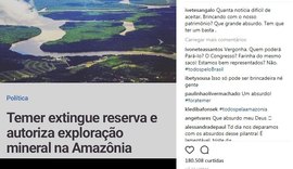 Ivete e outros famosos se manifestam contra decreto que extingue reserva florestal