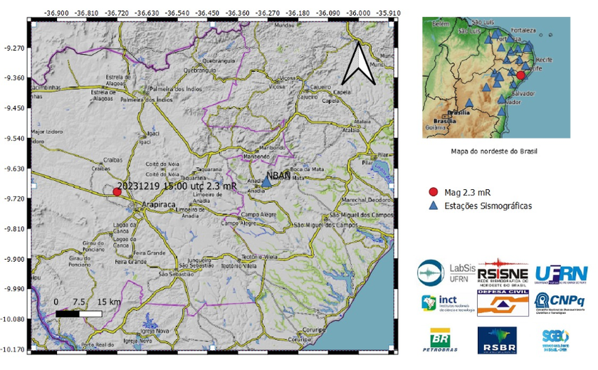 Laboratório de Sismologia da UFRN confirma tremores em Arapiraca e Satuba