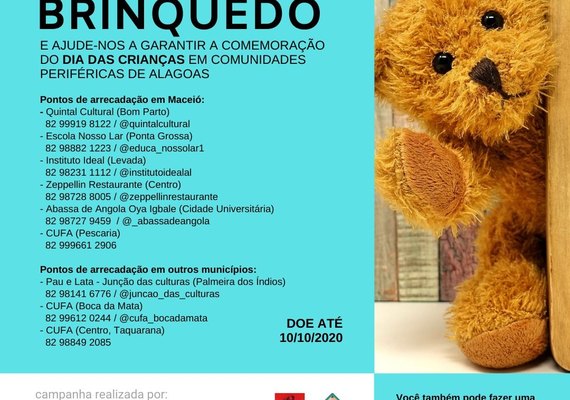 População das Favelas arrecada brinquedos através de campanha da Cufa Alagoas